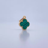 Dije Trebol 1.15gr / 2cm / Malaquita Verde Oro Amarillo Nac.Esp. 18K $