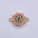 Herraje Timon 3.75gr / 2.4cm / Circones Verde Blancos Tres Oros 18K $