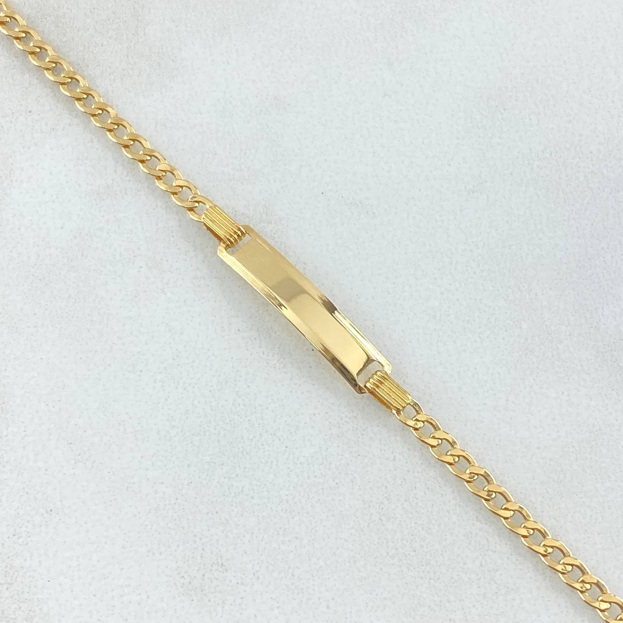 Pulso Cubano Placa Rectangular 1.75gr / 16cm / 2.5mm Oro Amarillo +1 18K *