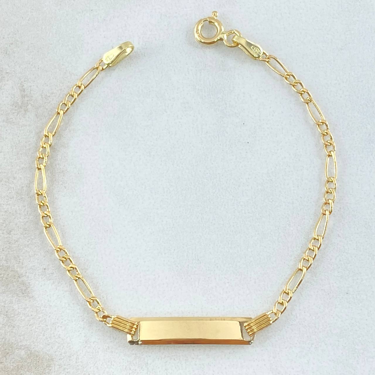 Pulso Bebé Figaro Placa Rectangular 1.45gr / 14cm / 1.9mm Oro Amarillo +1 18K