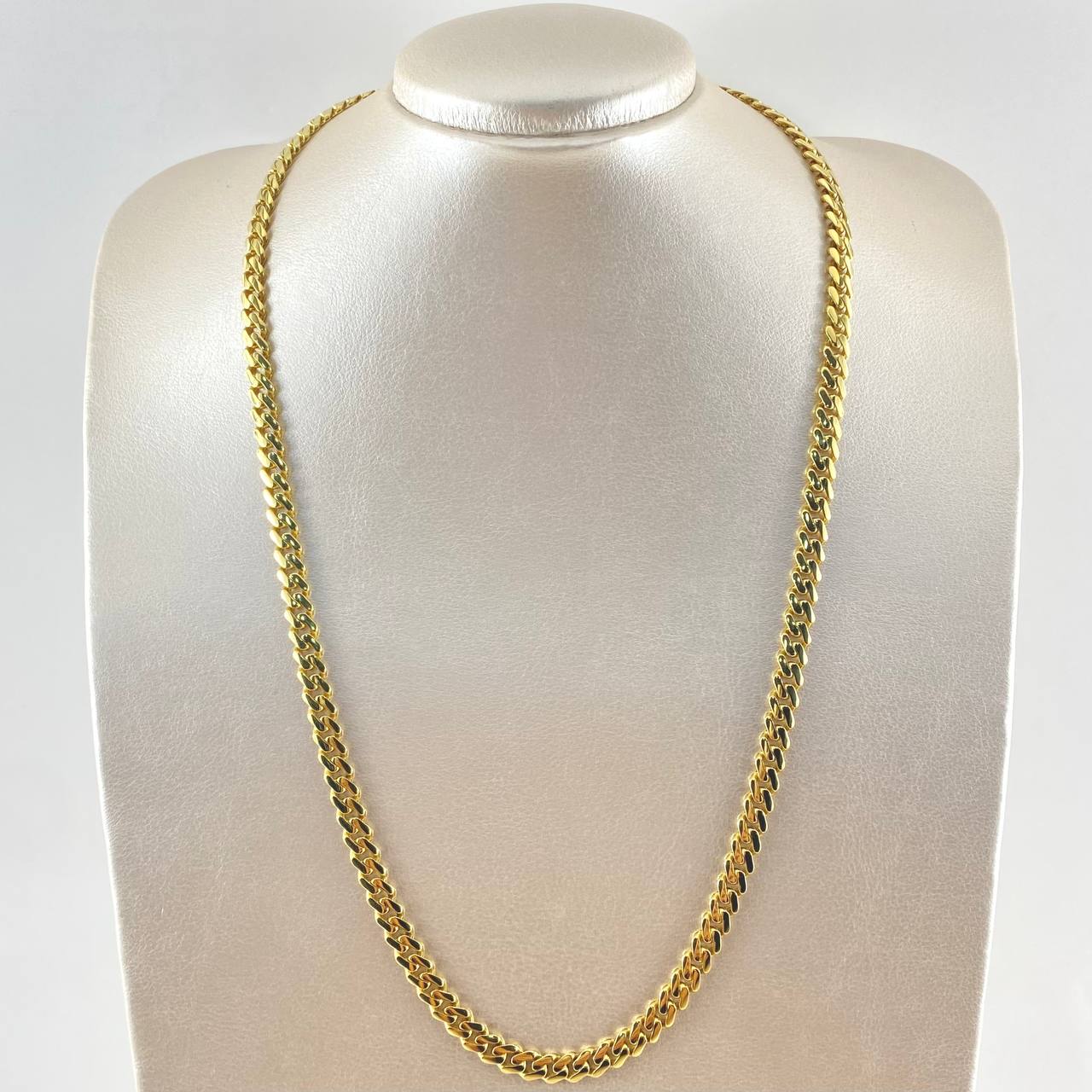 Cadena Cubana Infinito 24.95gr / 60cm / 6.3mm Circones Blancos Broche Cajón Oro Amarillo +4 18K *