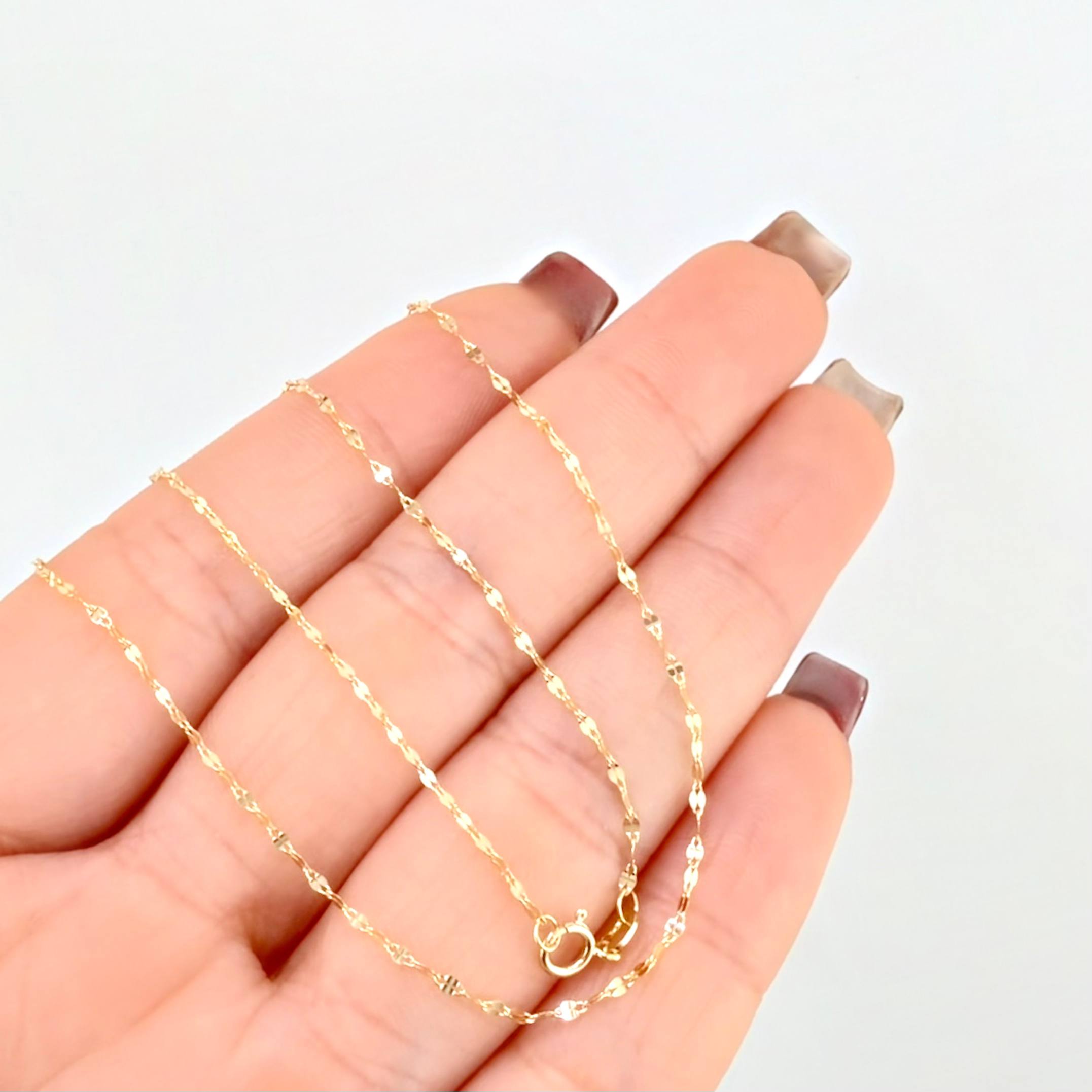Set Cadena y Dije Flor Espejo + Dije Letra M 1.35gr / 45cm / 1.3mm Oro Amarillo 18K (Oferta)