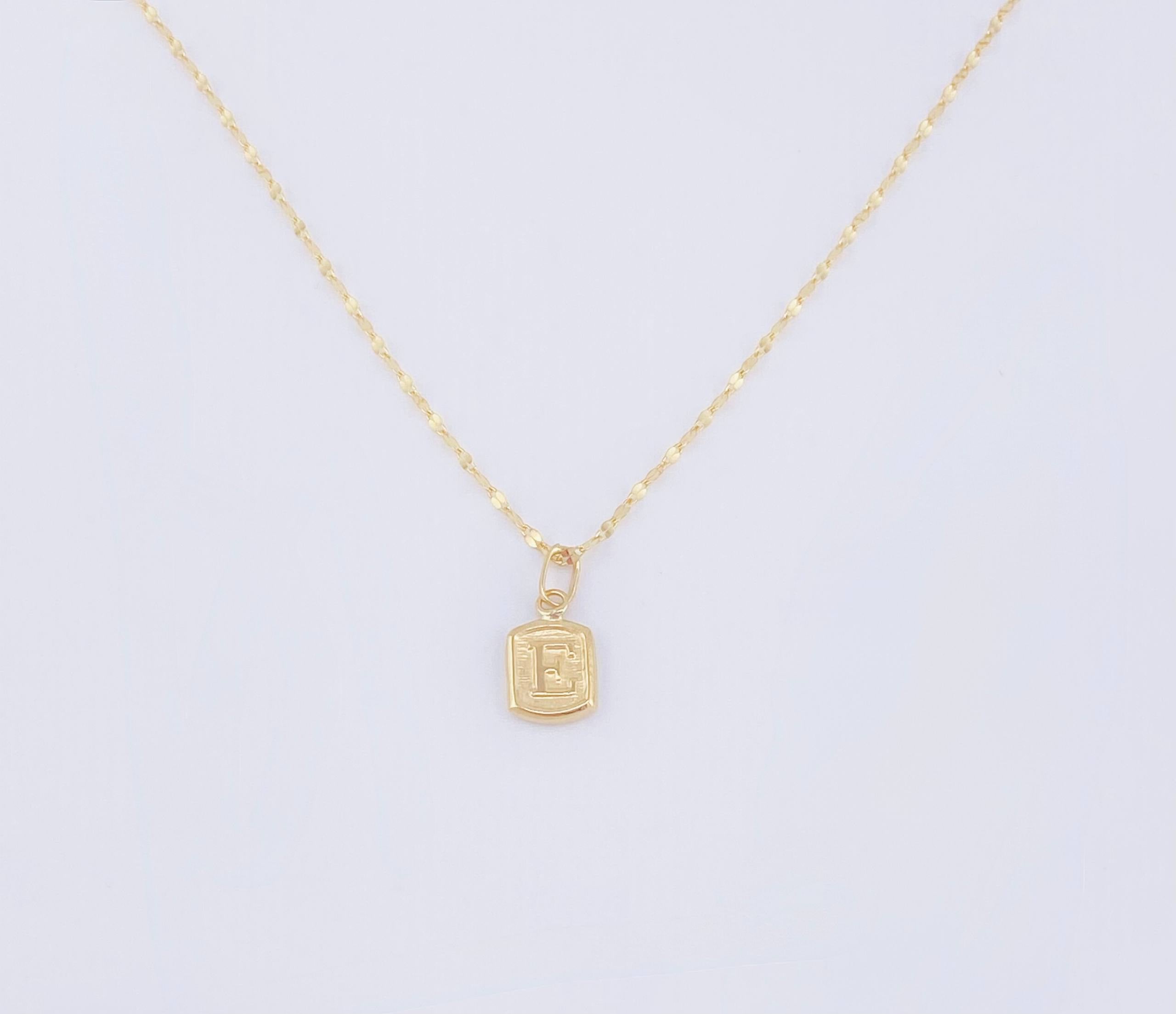 Set Cadena y Dije Flor Espejo + Letra E 1.4gr / 45cm / 1.3mm Oro Amarillo 18K (Oferta) *