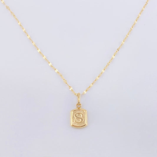 Set Cadena y Dije Flor Espejo + Letra S 1.4gr / 45cm / 1.3mm Oro Amarillo 18K (Oferta) *