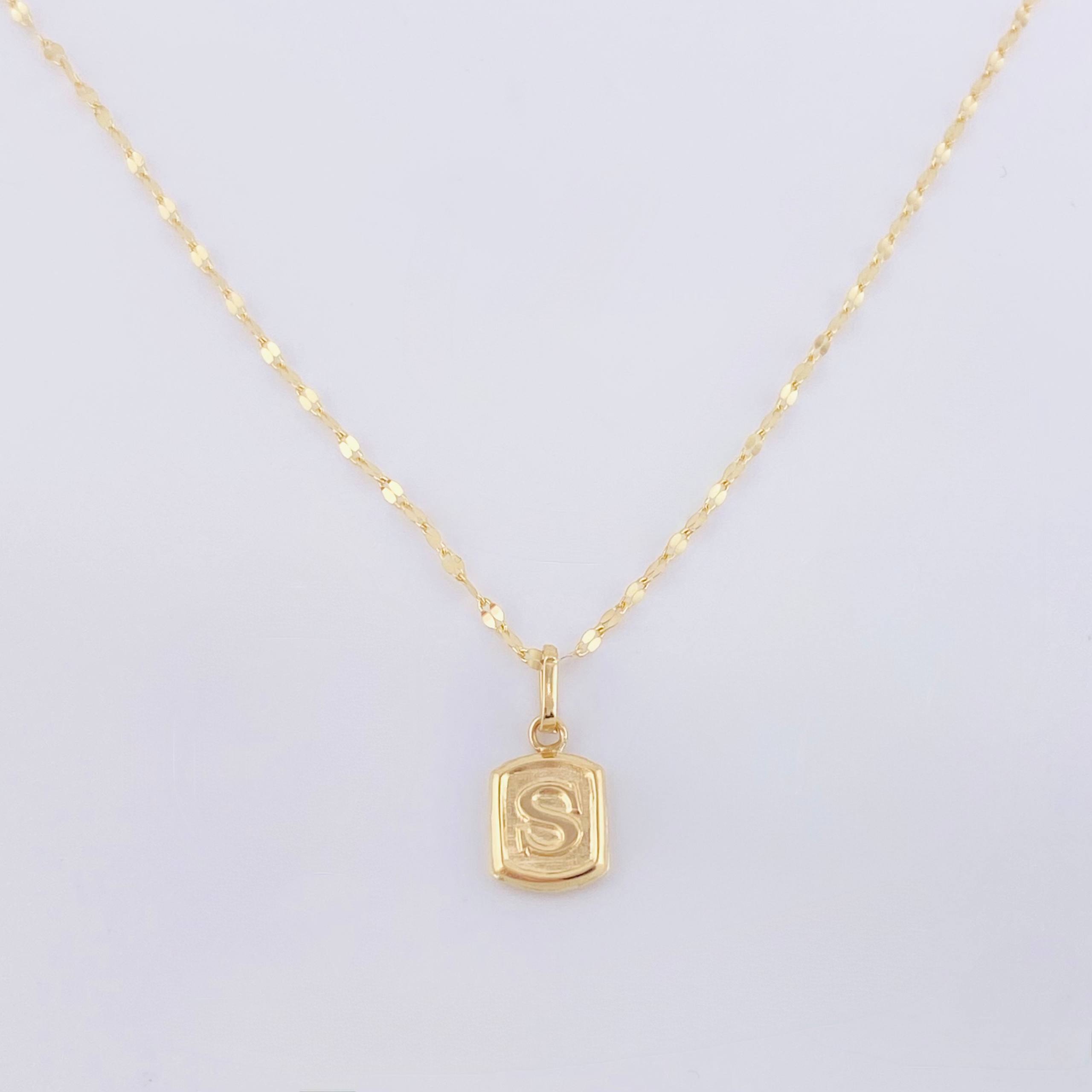 Set Cadena y Dije Flor Espejo + Dije Letra S 1.35gr / 45cm / 1.3mm Oro Amarillo 18K (Oferta)