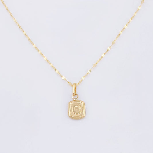 Set Cadena y Dije Flor Espejo + Letra C 1.4gr / 45cm / 1.2mm Oro Amarillo 18K (Oferta) ©