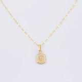 Set Cadena y Dije Flor Espejo + Letra C 1.4gr / 45cm / 1.3mm Oro Amarillo 18K (Oferta)