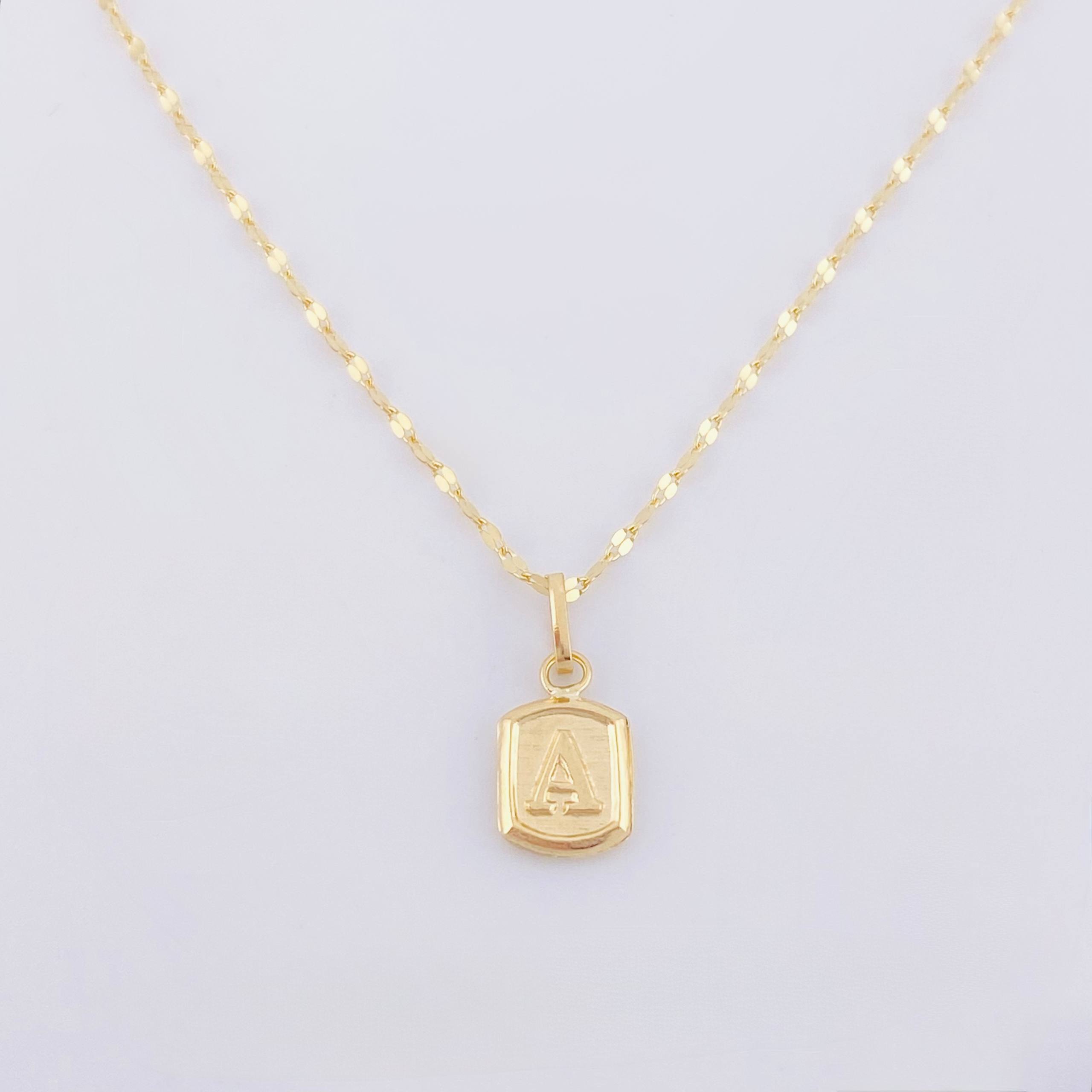 Set Cadena y Dije Flor Espejo + Letra A 1.4gr / 45cm / 1.3mm Oro Amarillo 18K (Oferta) *