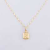 Set Cadena y Dije Flor Espejo + Letra A 1.4gr / 45cm / 1.3mm Oro Amarillo 18K (Oferta) *
