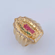 Anillo Virgen Guadalupe 12.85gr / T9 3/4 / Circones Fucsias Verdes Blancos Oro Amarillo 18K $