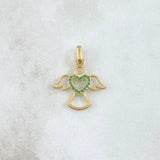 Dije Angel Silueta Corazon 1.55gr / 2.2cm / Circones Verdes Oro Amarillo 18K ©