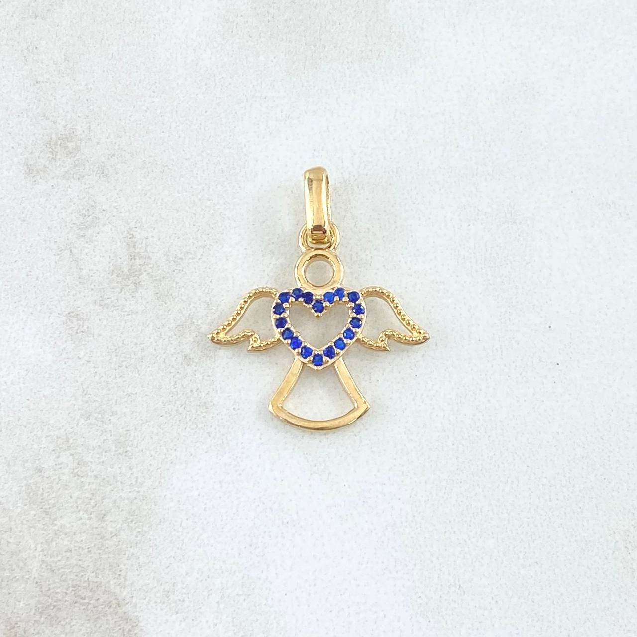 Dije Angel Silueta Corazon 1.55gr / 2.2cm / Circones Azul Oro Amarillo 18K ©