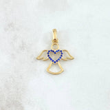 Dije Angel Silueta Corazon 1.55gr / 2.2cm / Circones Azul Oro Amarillo 18K ©