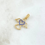 Dije Angel Silueta Corazon 1.55gr / 2.2cm / Circones Azul Oro Amarillo 18K ©