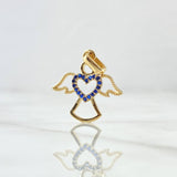 Dije Angel Silueta Corazon 1.55gr / 2.2cm / Circones Azul Oro Amarillo 18K ©