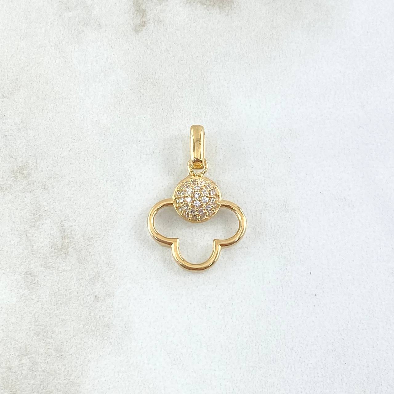 Dije Nube Esférica 1.35gr / 2cm / Circones Blancos Oro Amarillo 18K *