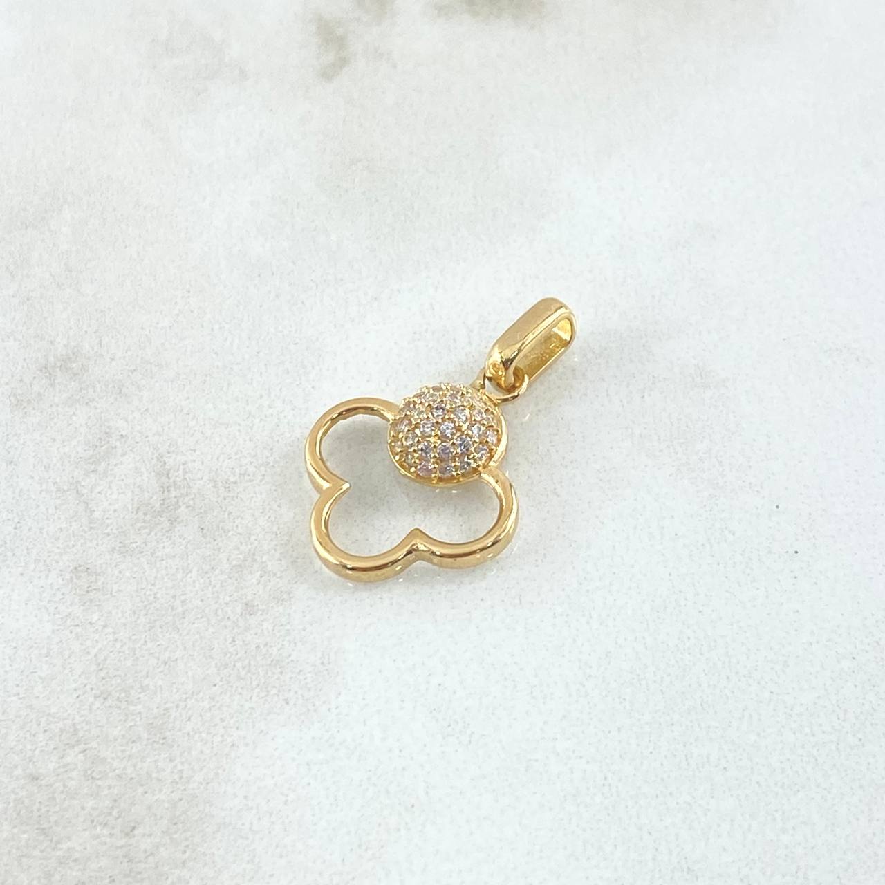 Dije Nube Esférica 1.35gr / 2cm / Circones Blancos Oro Amarillo 18K *