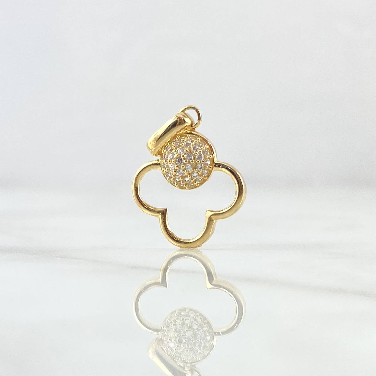 Dije Nube Esférica 1.35gr / 2cm / Circones Blancos Oro Amarillo 18K *
