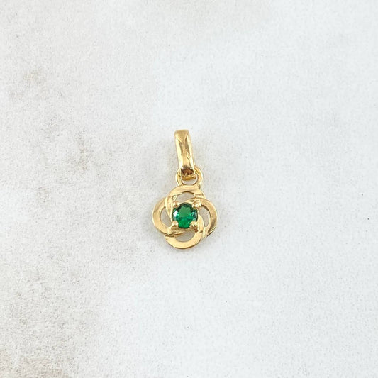 Dije Flor Hélice 0.95gr / 1.4cm / Circon Verde Oro Amarillo 18K ©