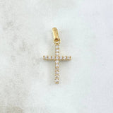 Dije Cruz Doble 1.75gr / 2.4cm / Circones Blancos Oro Amarillo 18K *
