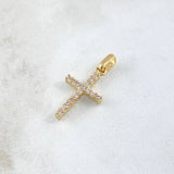 Dije Cruz Doble 1.75gr / 2.4cm / Circones Blancos Oro Amarillo 18K *