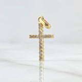 Dije Cruz Doble 1.75gr / 2.4cm / Circones Blancos Oro Amarillo 18K *