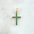 Dije Cruz Doble 1.6gr / 2.4cm / Circones Verdes -Fucsia Oro Amarillo 18K *