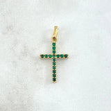 Dije Cruz Doble 1.6gr / 2.4cm / Circones Verdes -Fucsia Oro Amarillo 18K *