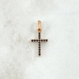 Dije Cruz 1.05gr / 2.1cm / Doble Fax Circones Blancos -Negros Oro Rosa 18K ©