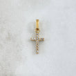 Dije Cruz Doble 0.95gr / 1.8cm / Circones Blancos-Fucsia Oro Amarillo 18K *