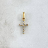 Dije Cruz Doble 0.95gr / 1.8cm / Circones Blancos-Fucsia Oro Amarillo 18K *