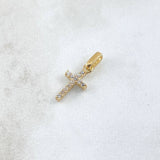Dije Cruz 1.05gr / 2.1cm / Doble Fax Circones Blancos -Negros Oro Rosa 18K ©