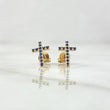 Topos Cruz 1.25gr / 1cm / Circones Azul Oro Amarillo 18K ©