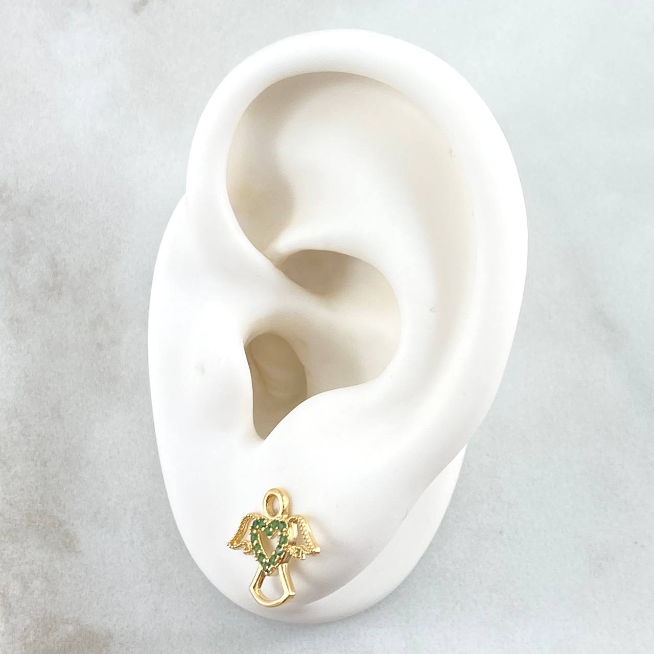 Topos Angel Silueta Corazón 2gr / 1.1cm / Circones Verdes Broche Mariposa Oro Amarillo 18K *