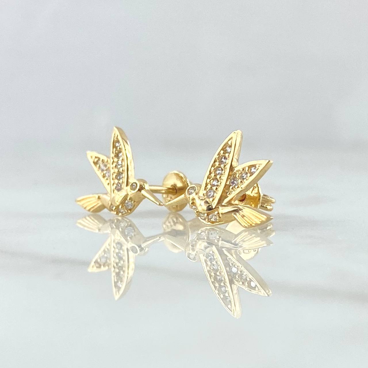 Topos Colibri  2.1gr / 9mm Circones Blancos Oro Amarillo 18K ©