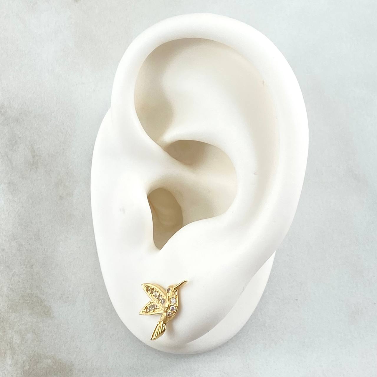 Topos Colibri  2.1gr / 9mm Circones Blancos Oro Amarillo 18K ©