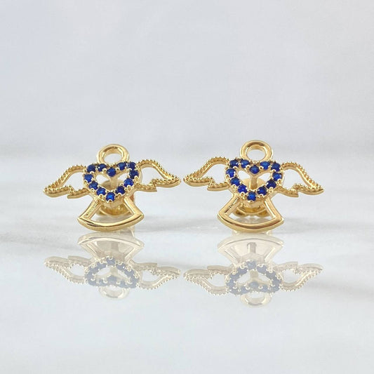 Topos Angel Silueta Corazon 2.05gr / 1.1cm / Circones Azul Oro Amarillo 18K ©