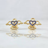 Topos Angel Silueta Corazon 2.05gr / 1.1cm / Circones Azul Oro Amarillo 18K ©