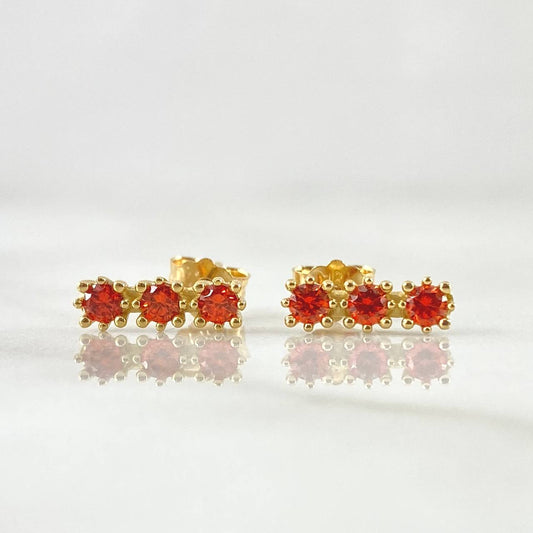 Topos Topos Hilera Triple 1.55gr / 9mm Circones Naranjados Broche Mariposa  Oro Amarillo 18K *