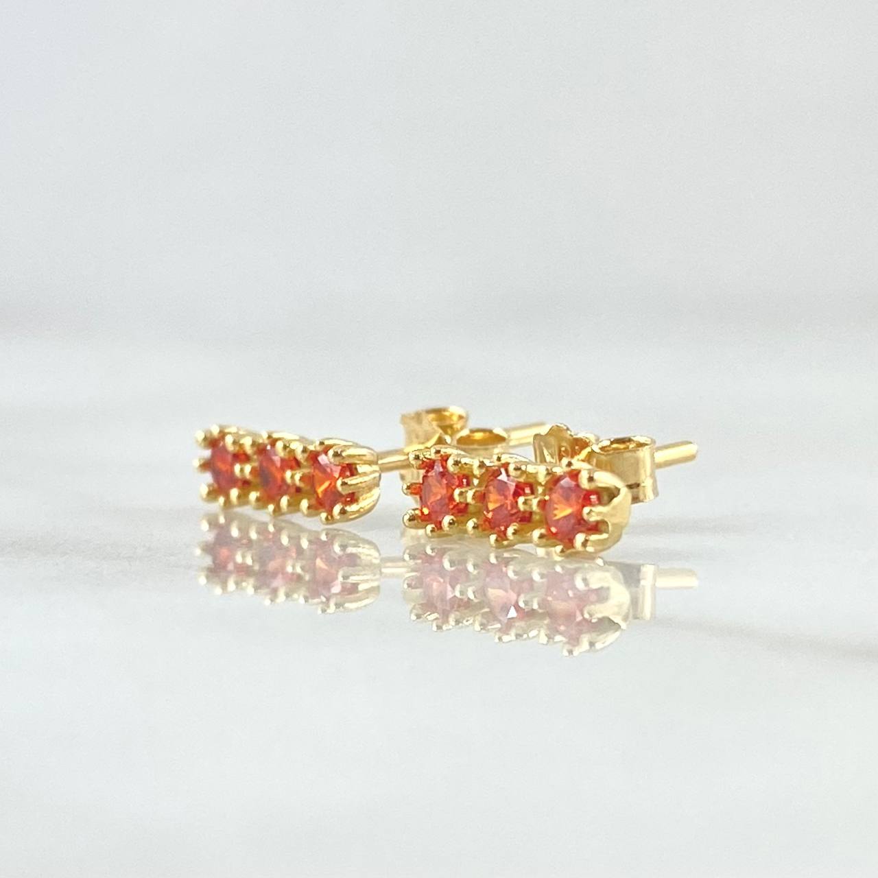 Topos Topos Hilera Triple 1.55gr / 9mm Circones Naranjados Broche Mariposa  Oro Amarillo 18K *