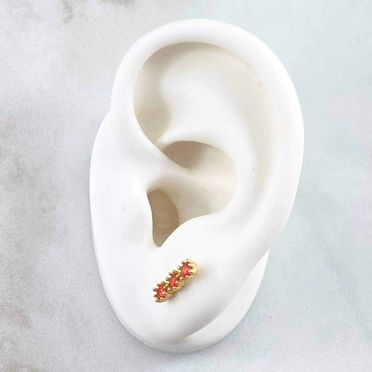 Topos Topos Hilera Triple 1.55gr / 9mm Circones Naranjados Broche Mariposa  Oro Amarillo 18K *