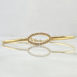Pulso Aro Ovalo Espigado 3.6gr / 19cm / Circones Blancos Oro Amarillo 18K ©