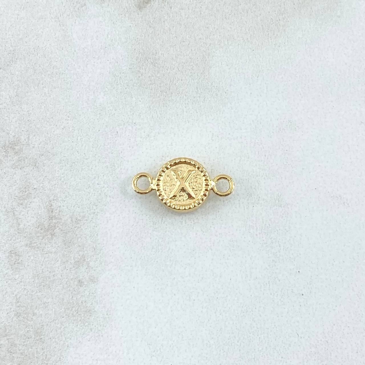 Herraje Letra X 0.4gr / 1.4cm-Circulo Bordeado Oro Amarillo 18K