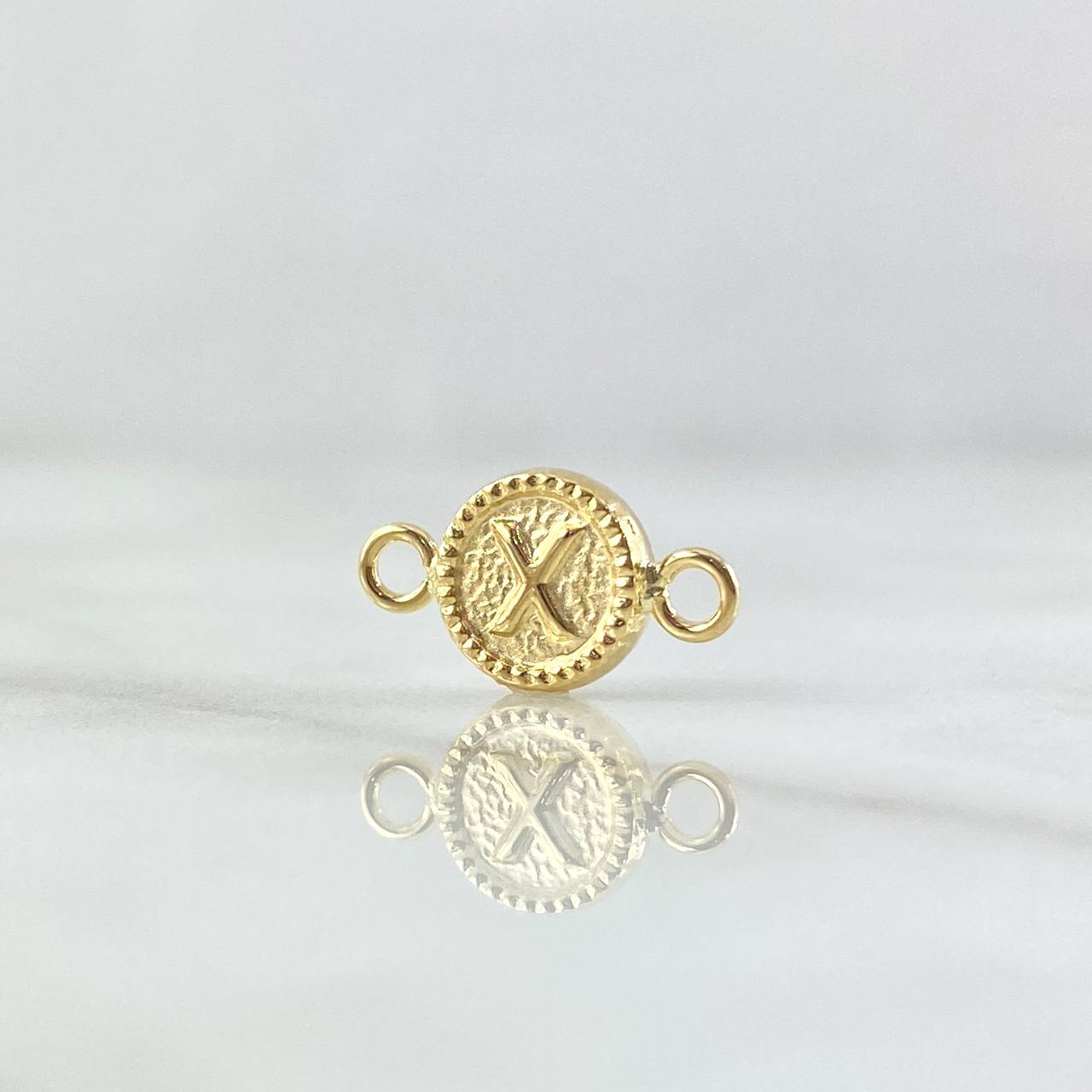 Herraje Letra X 0.4gr / 1.4cm-Circulo Bordeado Oro Amarillo 18K
