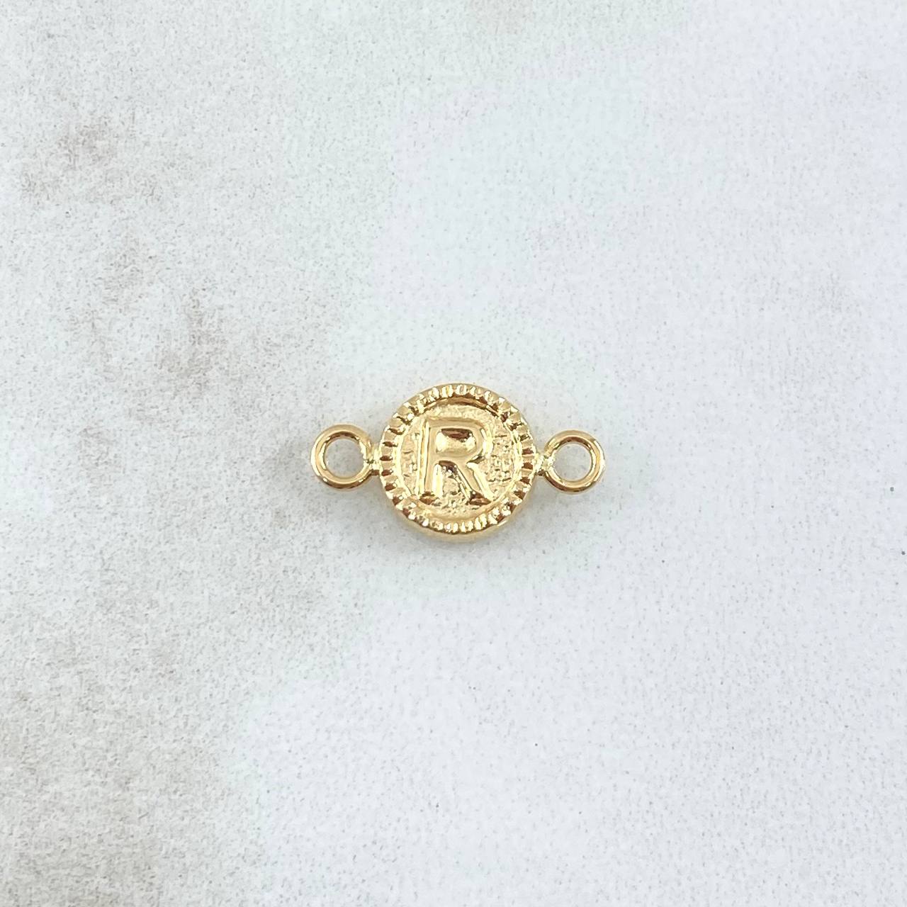 Herraje Letra R 0.45gr / 1.4cm-Circular Oro Amarillo 18K