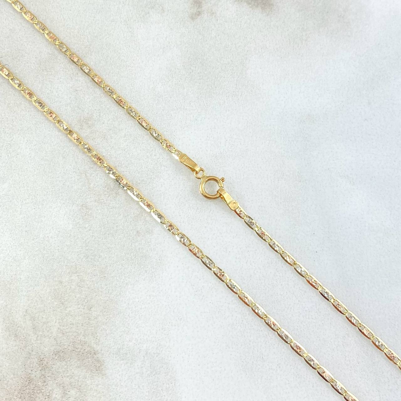 Cadena Plana 1.95gr / 50cm / 1.5mm Diamantada Tres Oros +3 18K