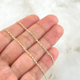 Cadena Plana 1.95gr / 50cm / 1.5mm Diamantada Tres Oros +3 18K