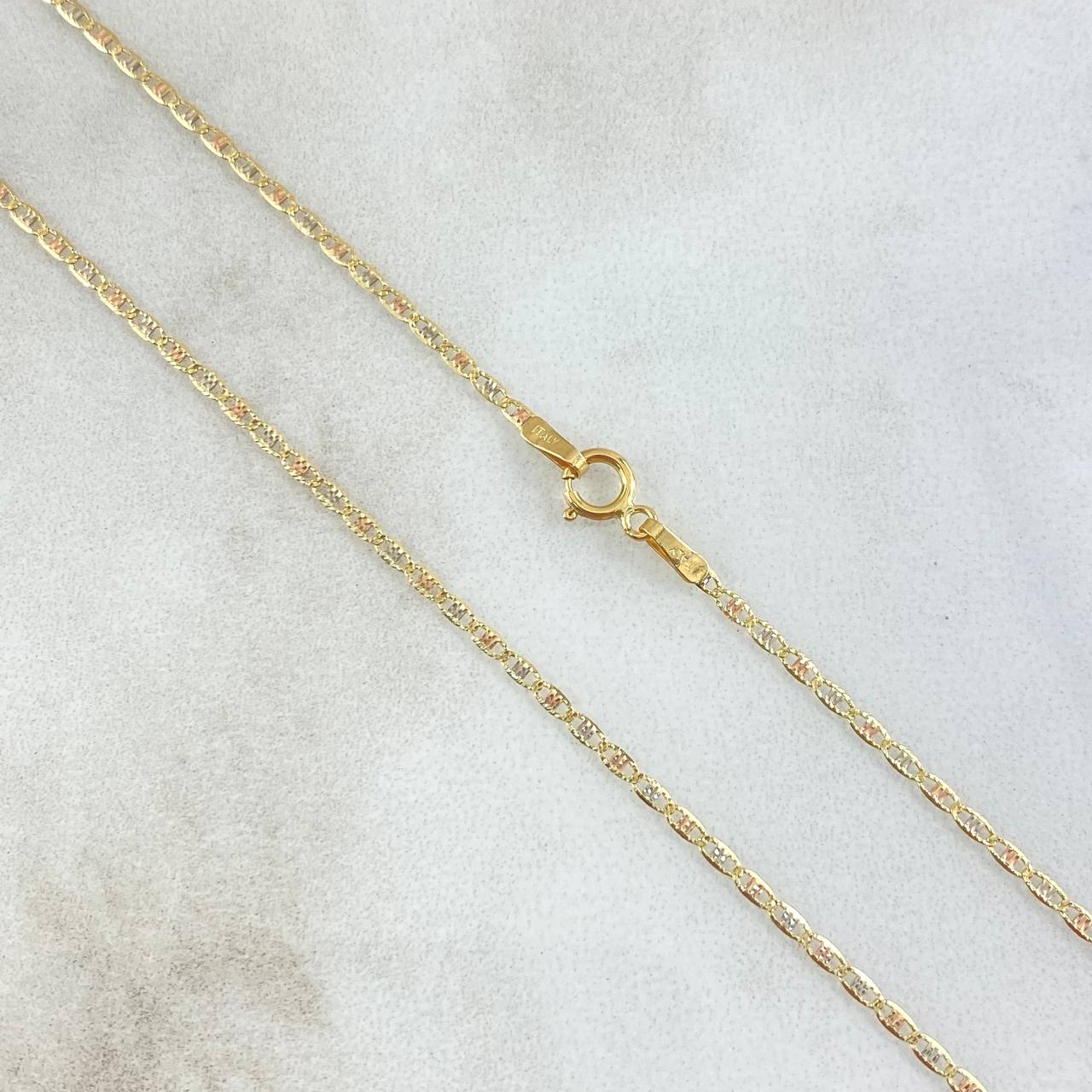 Cadena Plana 1.45gr / 50cm / 1.3mm Diamantada Tres Oros +3 18K