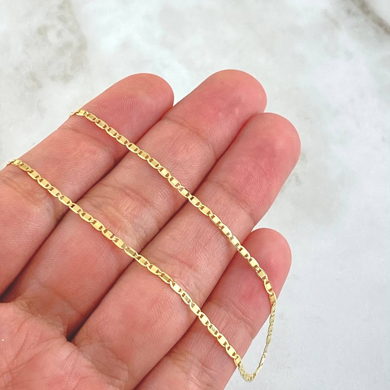 Cadena Plana 2.35gr / 50cm / 1.6mm Oro Amarillo +3 18K