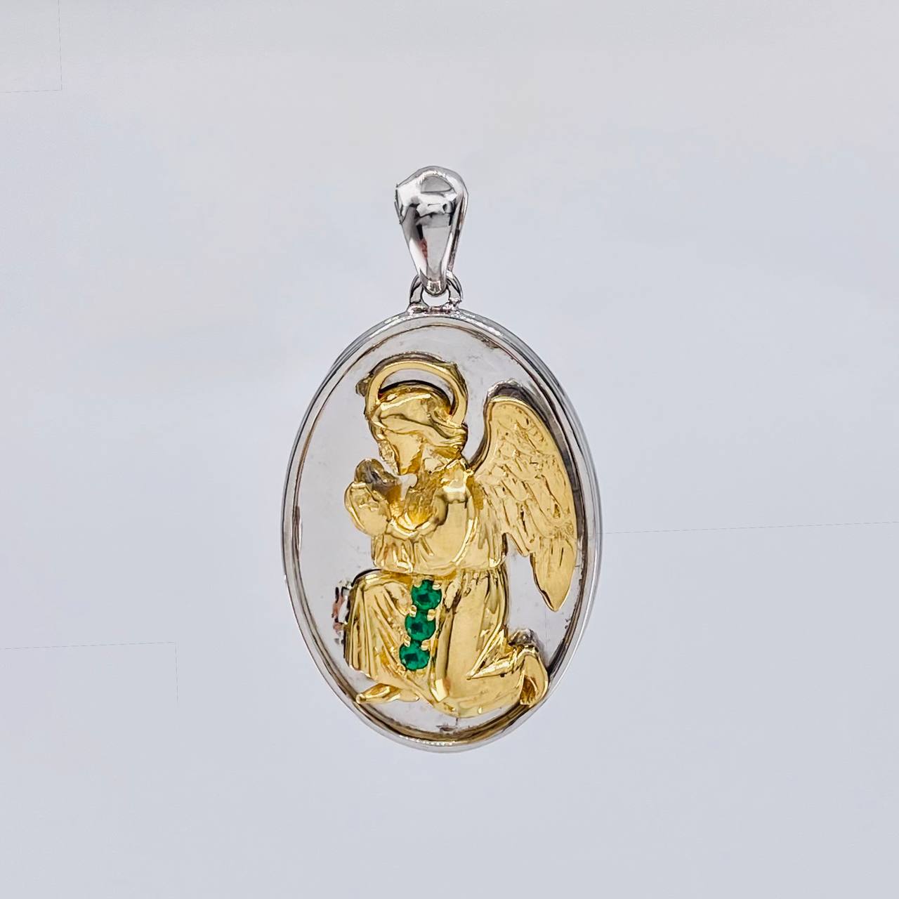 Dije Angel De La Guarda 13.25 g / 4 cm Dos Oros Amarillo Blanco 18K